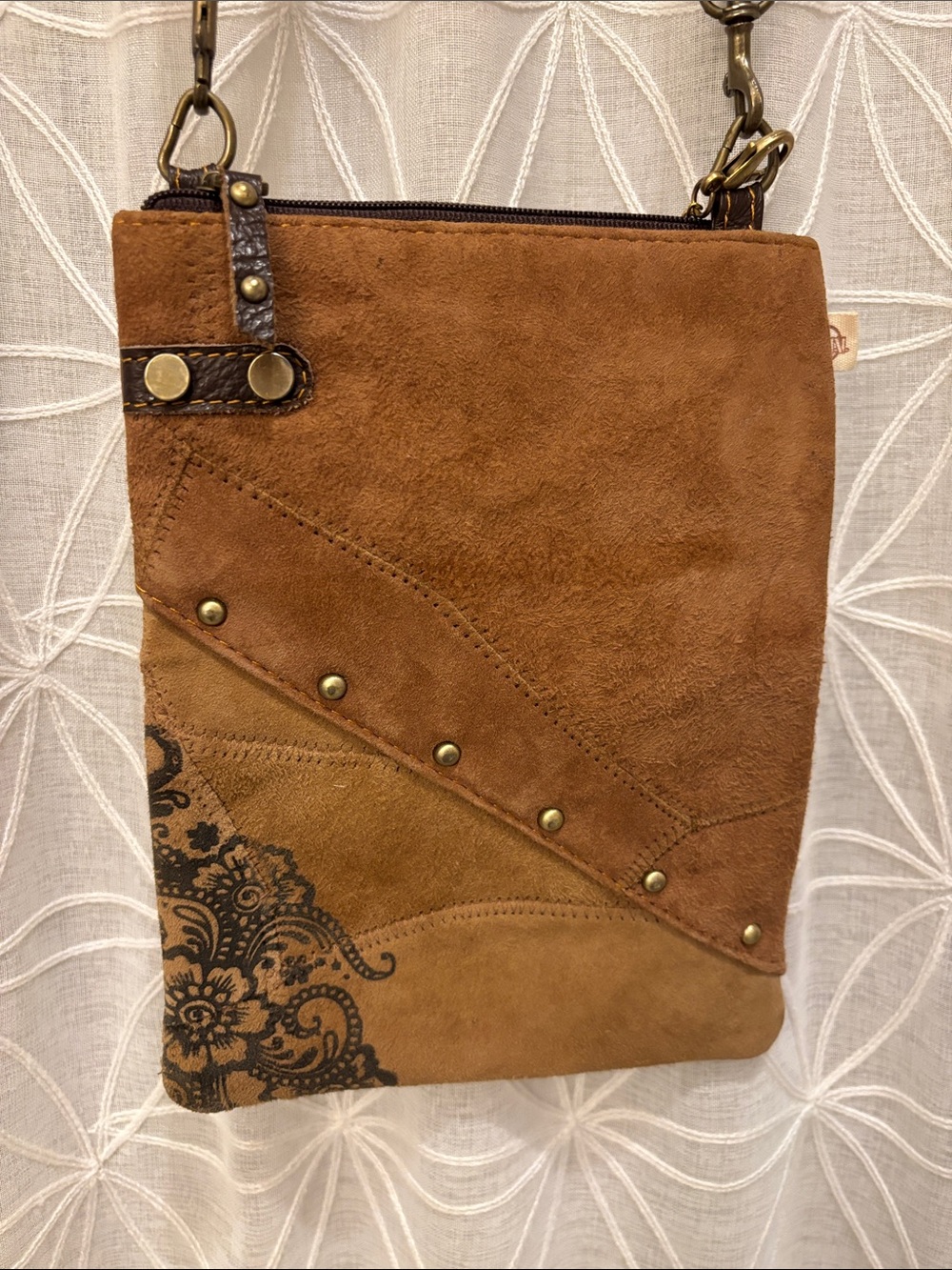 Vaan & Co Suede Tassel Accent Crossbody Bag - Brown